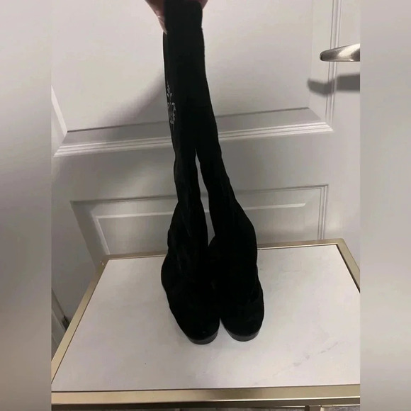 Vintage | Made in Italy Black Suede  Slouchy Boots | Size 6 - Picture 4 of 8